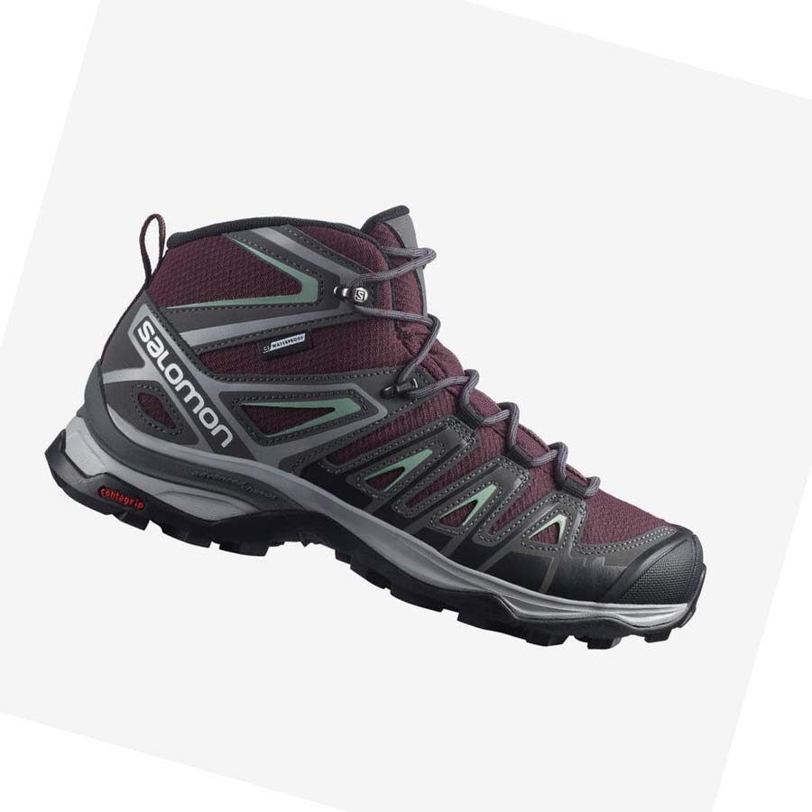 Tenis Senderismo Salomon WoX ULTRA PIONEER MID CLIMASALOMON™ WATERPROOF Mujer Rojos | MX 2793JPQ